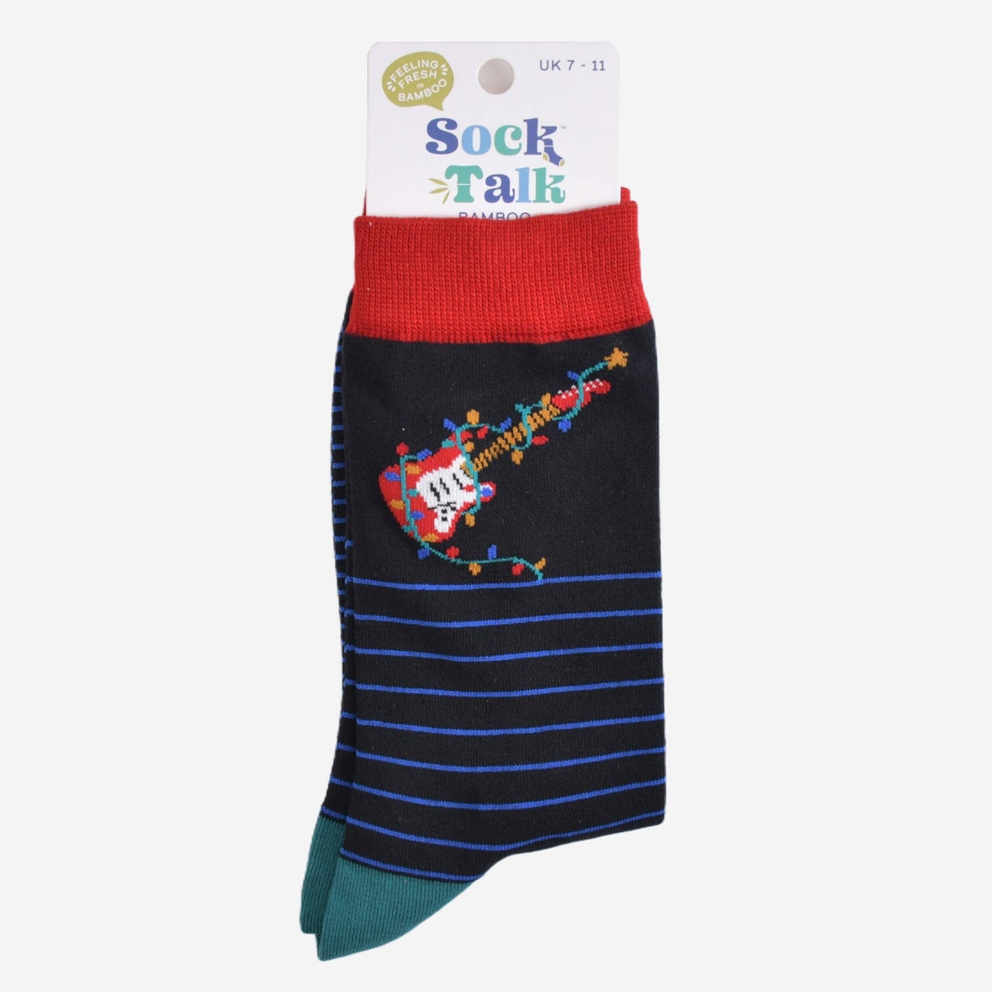 Men's Bamboo Socks - Black/Blue, Guitar Party Lights
