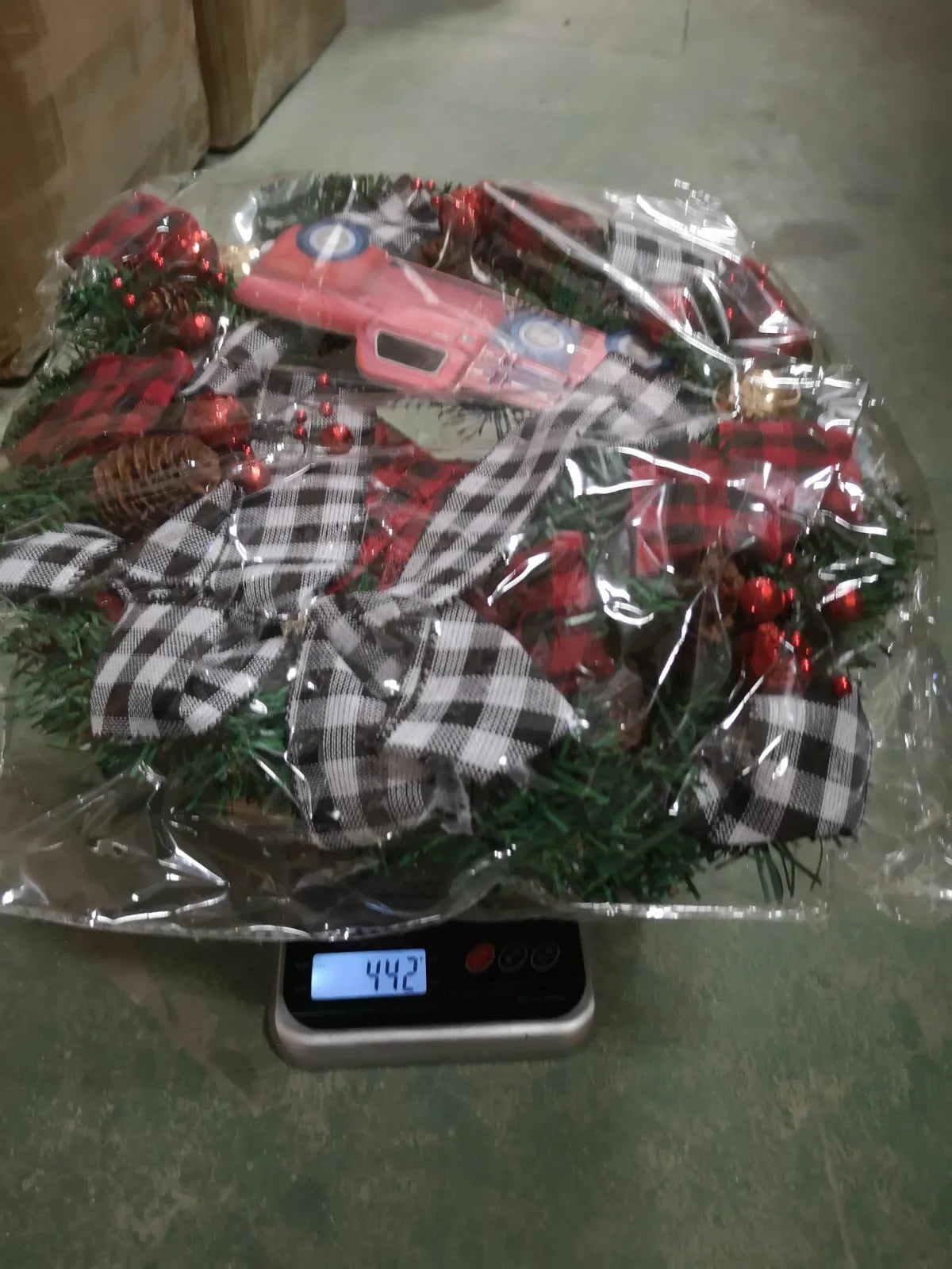 Christmas Wreath Door Decoration with Snowflake Merry Christmas Flower Simulation Door Hanging Decoration Home Party Supply