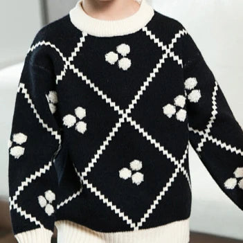 Christmas Sweater for The Whole Family Happy New Year Knit Tops Mum and Daughter Matching Red Jumper Dad and Son Black Knitwear