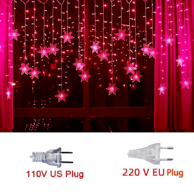 Christmas Lights Outdoor Decoration Hanging Led Snowflake Lights Curtain String Lights Party Garden Eaves Decoration.