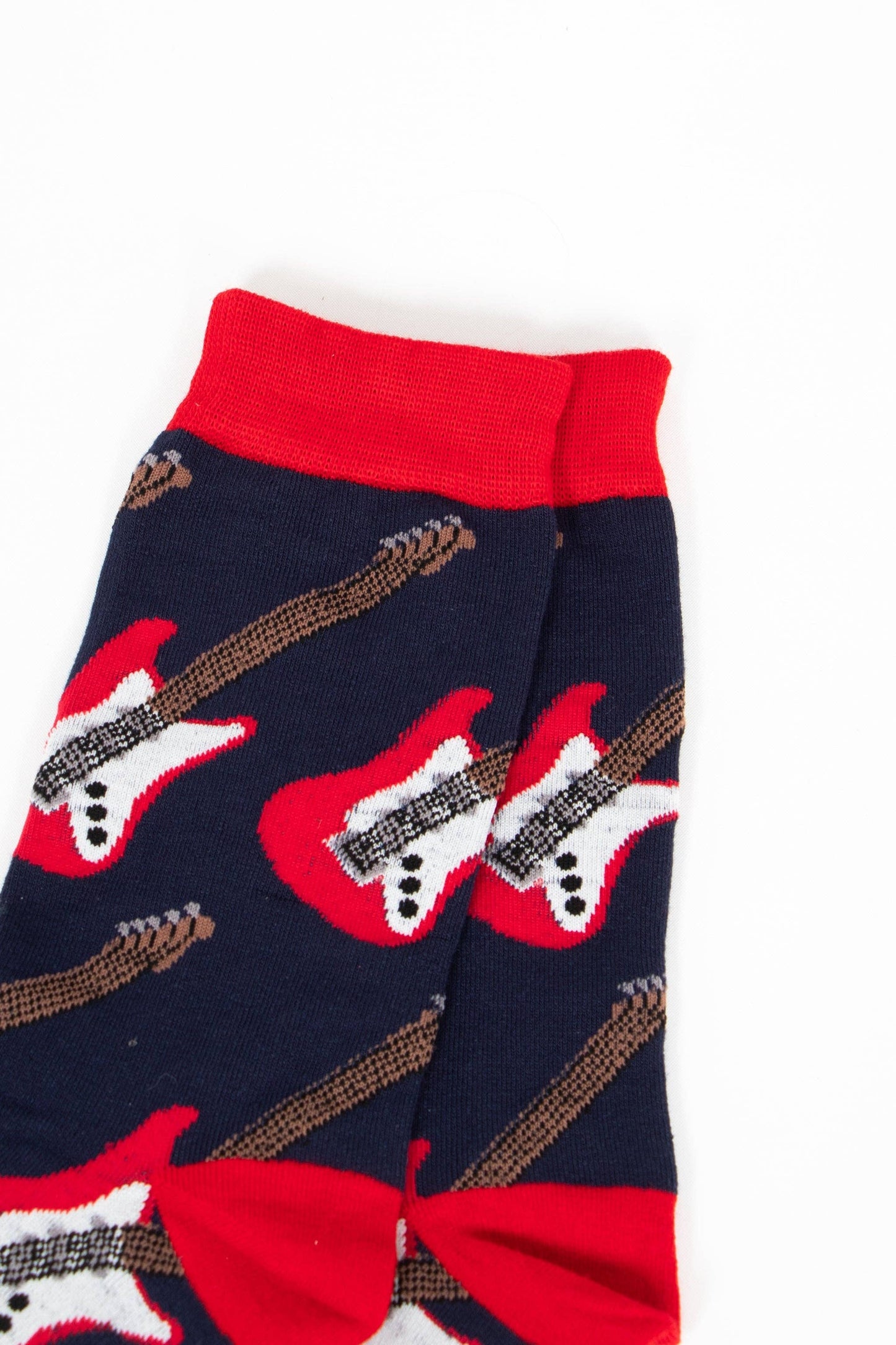 Men's Bamboo Socks- Blue/Red, Guitars