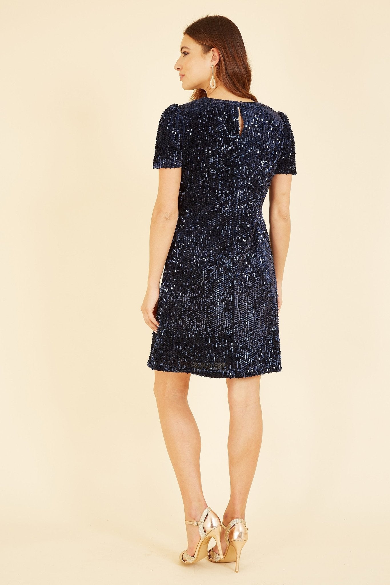 Yumi Navy Sequin Tunic Dress - Popular trends empire