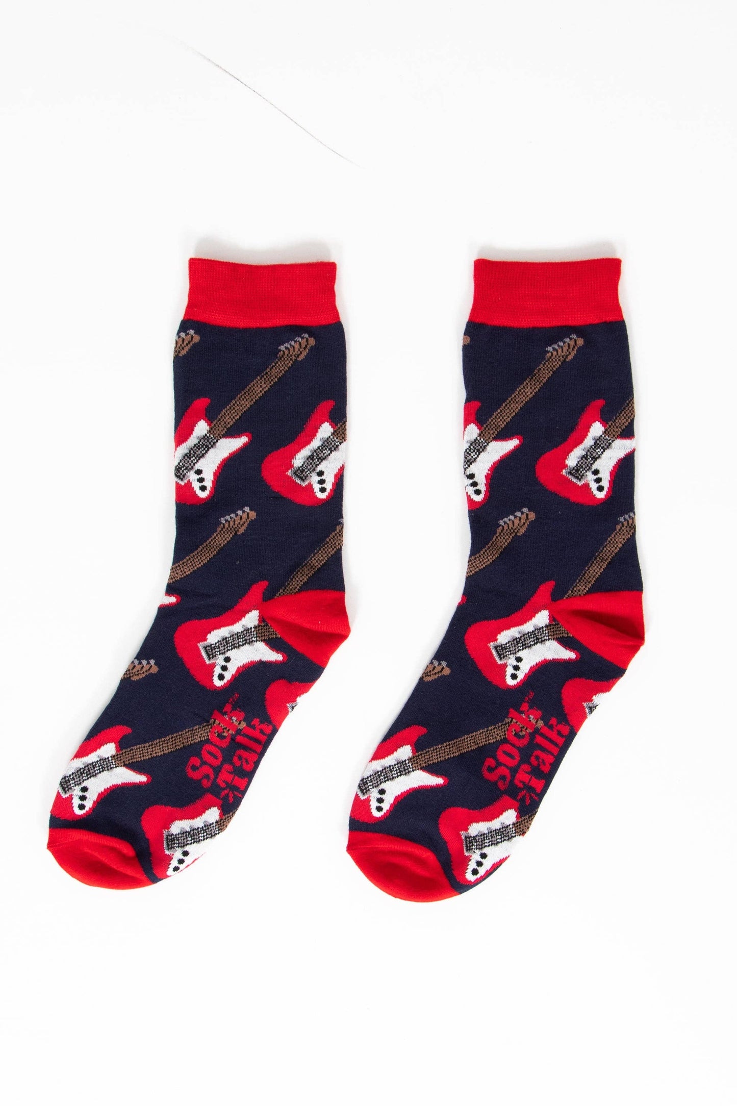 Men's Bamboo Socks- Blue/Red, Guitars