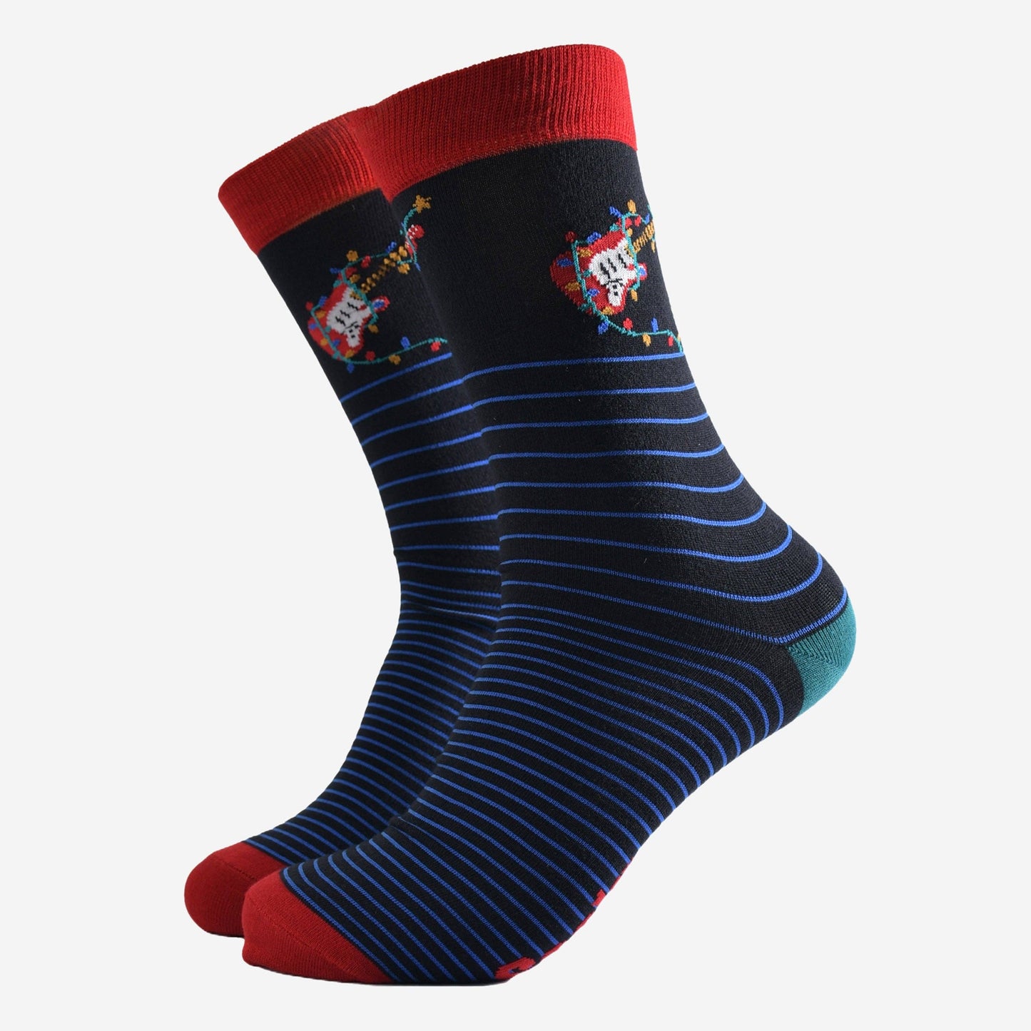 Men's Bamboo Socks - Black/Blue, Guitar Party Lights