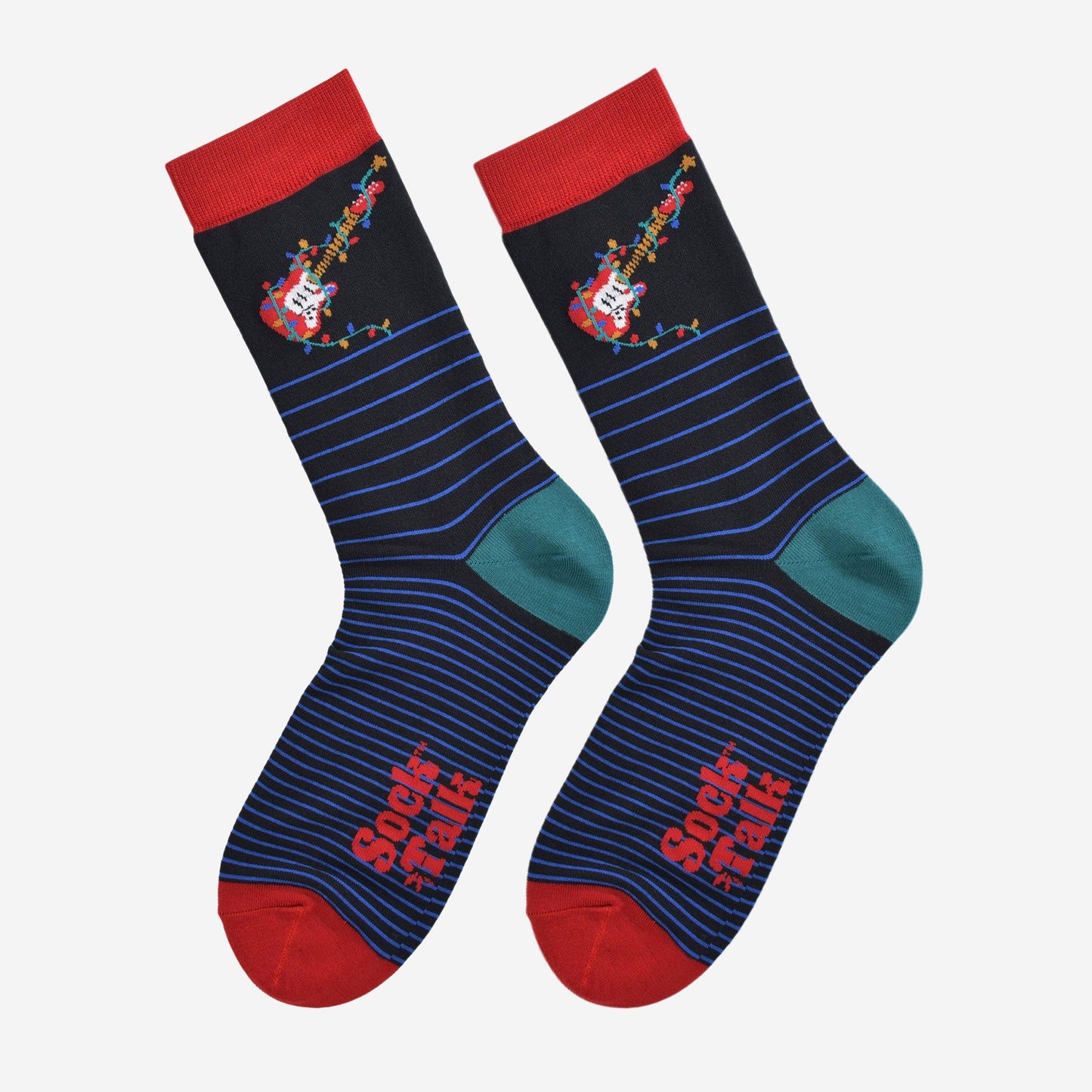 Men's Bamboo Socks - Black/Blue, Guitar Party Lights