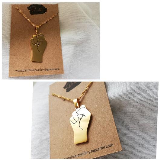 'United We Stand' Fist Necklace - Gold/Silver