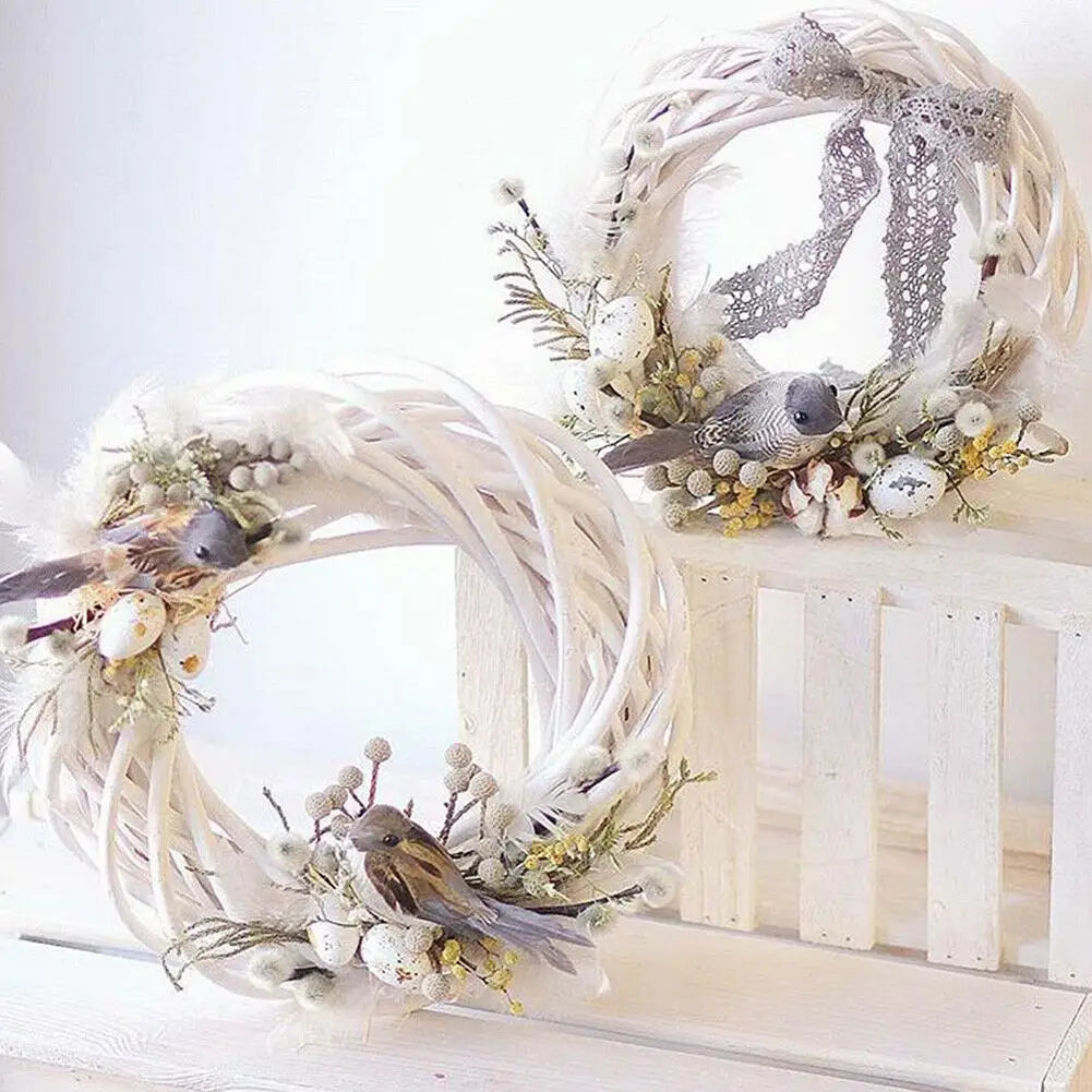 Christmas Festive Braided Wreath DIY Flower Arrangement Wreath Crafts Hanging Wedding Wreath Ring Handmade Braided Garland