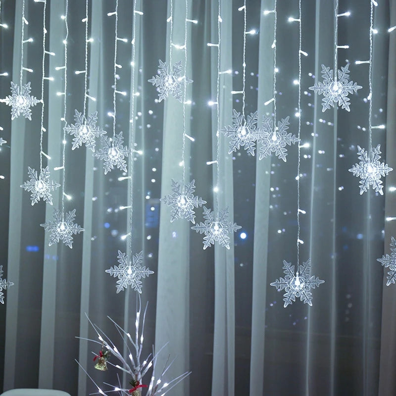 Christmas Lights Outdoor Decoration Hanging Led Snowflake Lights Curtain String Lights Party Garden Eaves Decoration.