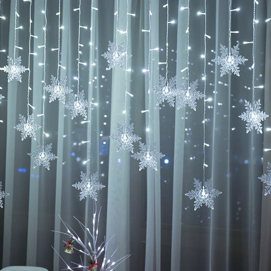 Christmas Lights Outdoor Decoration Hanging Led Snowflake Lights Curtain String Lights Party Garden Eaves Decoration.