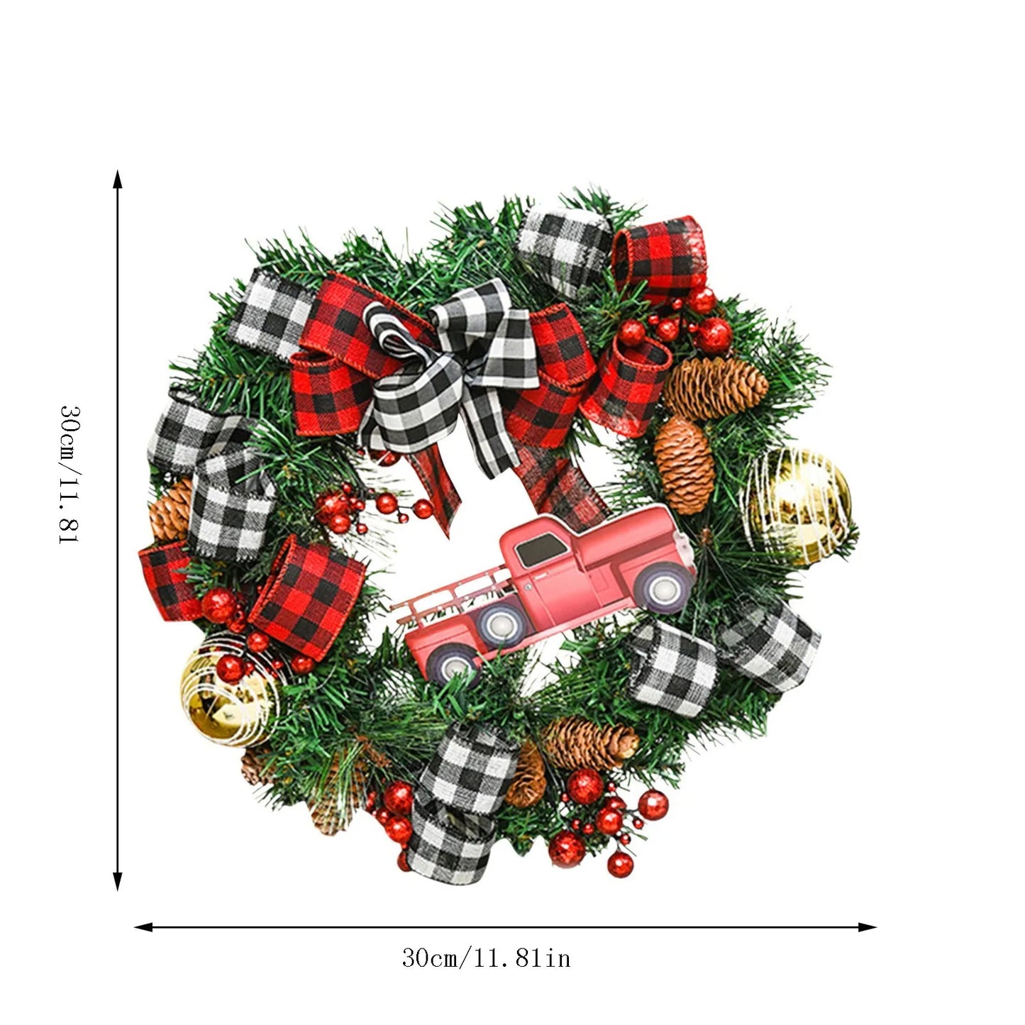 Christmas Wreath Door Decoration with Snowflake Merry Christmas Flower Simulation Door Hanging Decoration Home Party Supply