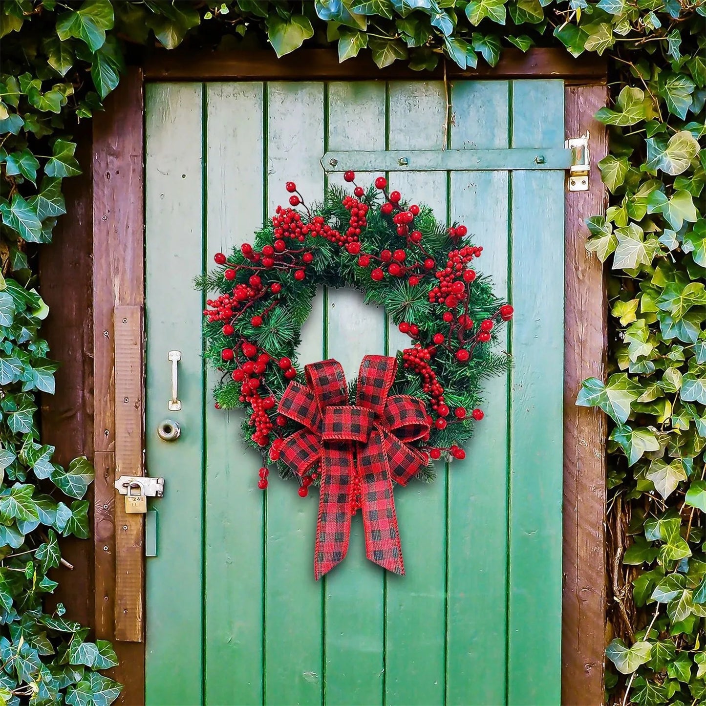 Christmas Wreaths Christmas Leaf And Berry Decoration Garland Wall Door Window Display Decoration Festive Decorative Supplies