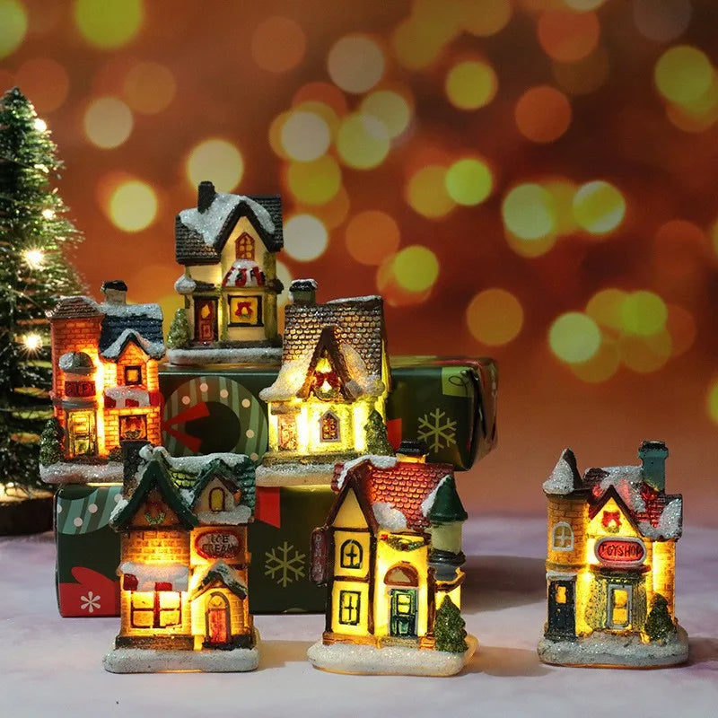 Christmas Decorations LED Night Lights Luminous Landscape House Children's Gift Christmas New Year Ornaments Festival Lighting