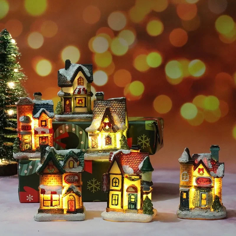 Christmas Decorations LED Night Lights Luminous Landscape House Children's Gift Christmas New Year Ornaments Festival Lighting