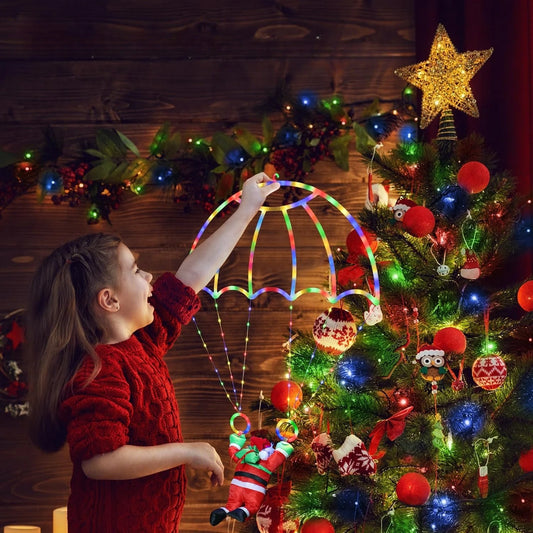 Christmas Decorations Outdoor Christmas Parachute Lights Santa Claus Hanging Multicolor Xmas Lights Holiday Decorative Indoor