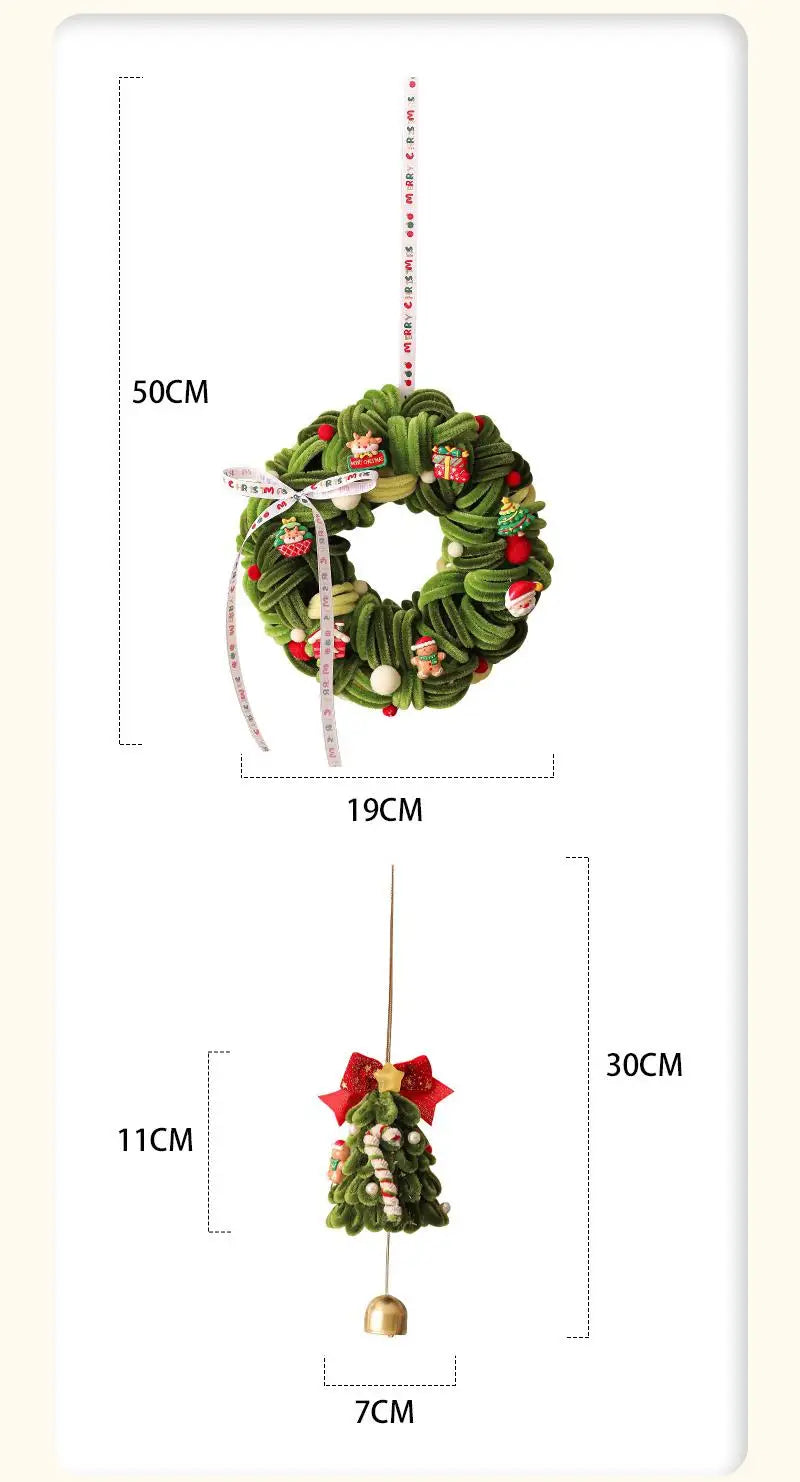 Christmas Bell Wreath Door Hanger - Festive Tree Ornament Decoration
