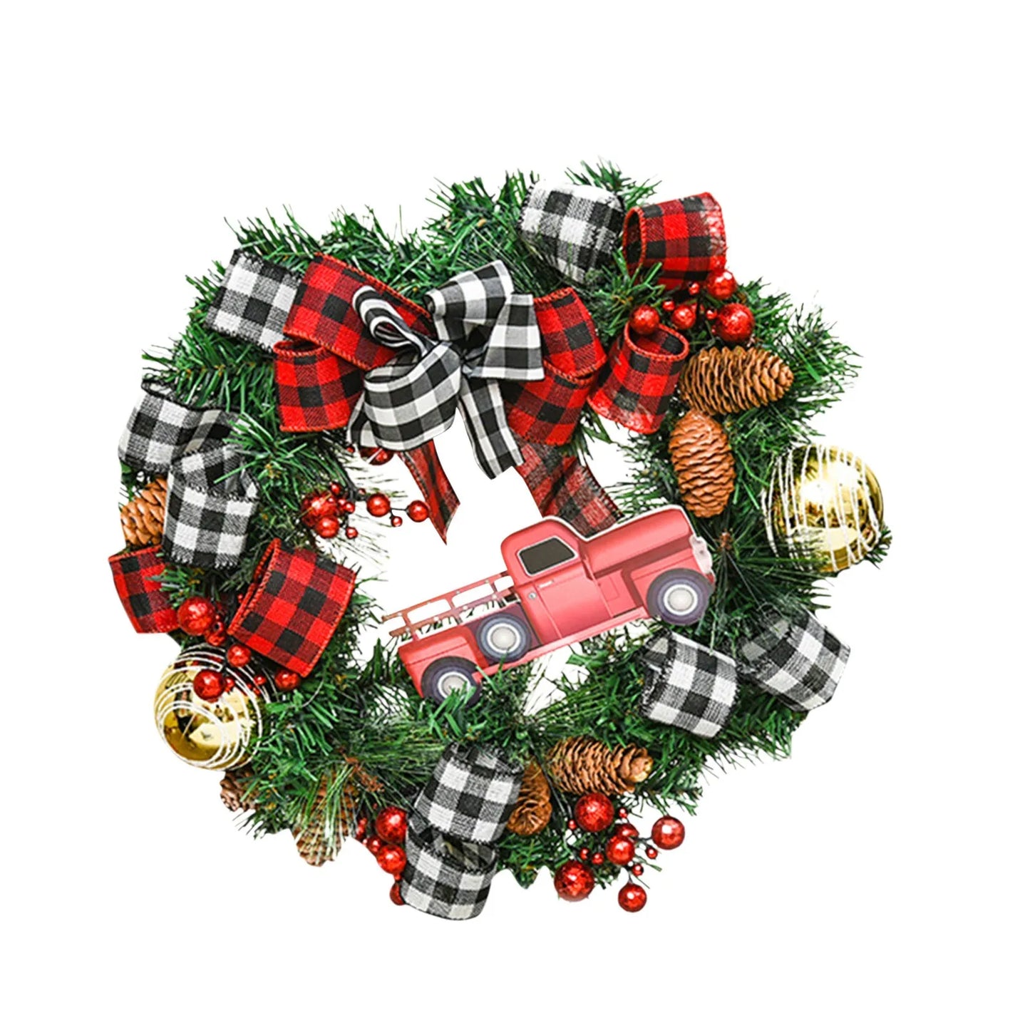 Christmas Wreath Door Decoration with Snowflake Merry Christmas Flower Simulation Door Hanging Decoration Home Party Supply
