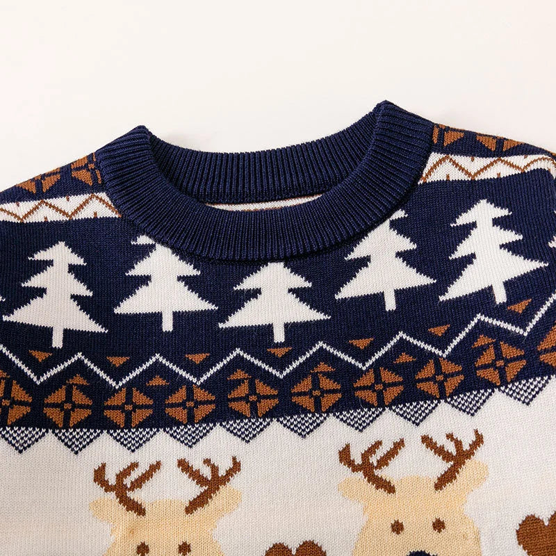 Christmas Kids Sweaters Xmas Boys Girls Cartoon Pullover Children's Autumn Winter Knitted Jumper Toddler Casual Warm Clothing