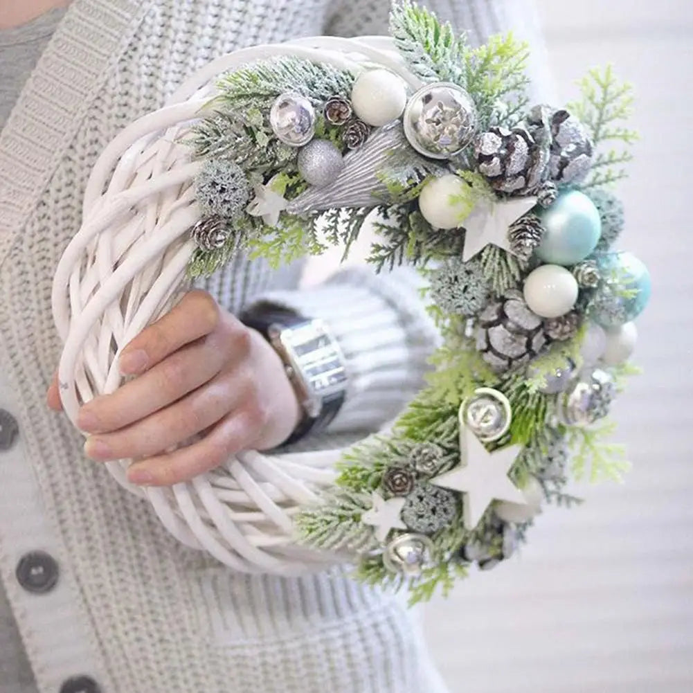 Christmas Festive Braided Wreath DIY Flower Arrangement Wreath Crafts Hanging Wedding Wreath Ring Handmade Braided Garland