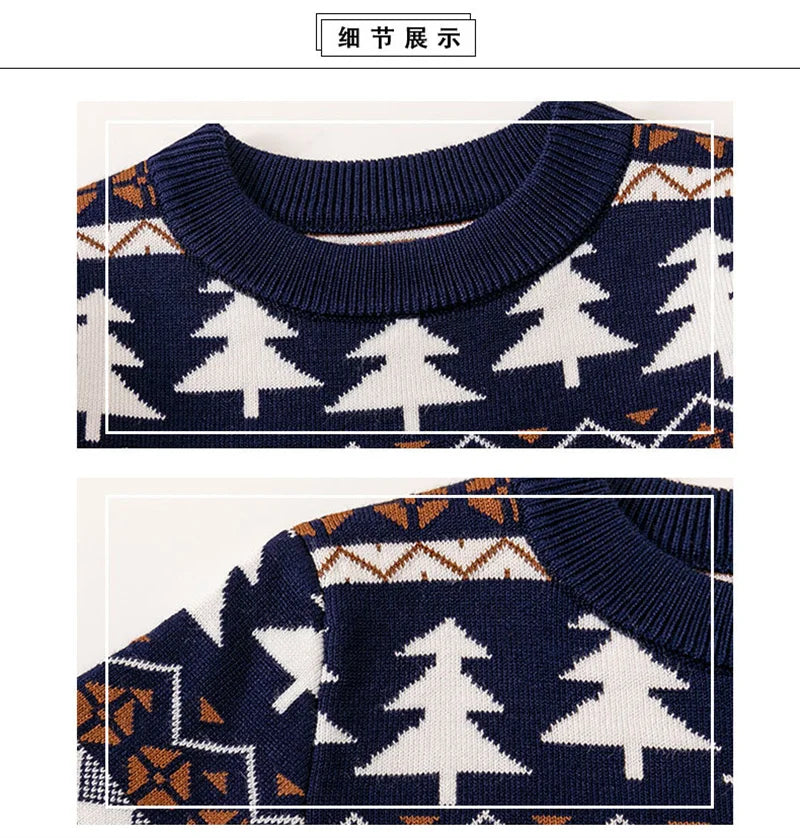 Christmas Kids Sweaters Xmas Boys Girls Cartoon Pullover Children's Autumn Winter Knitted Jumper Toddler Casual Warm Clothing
