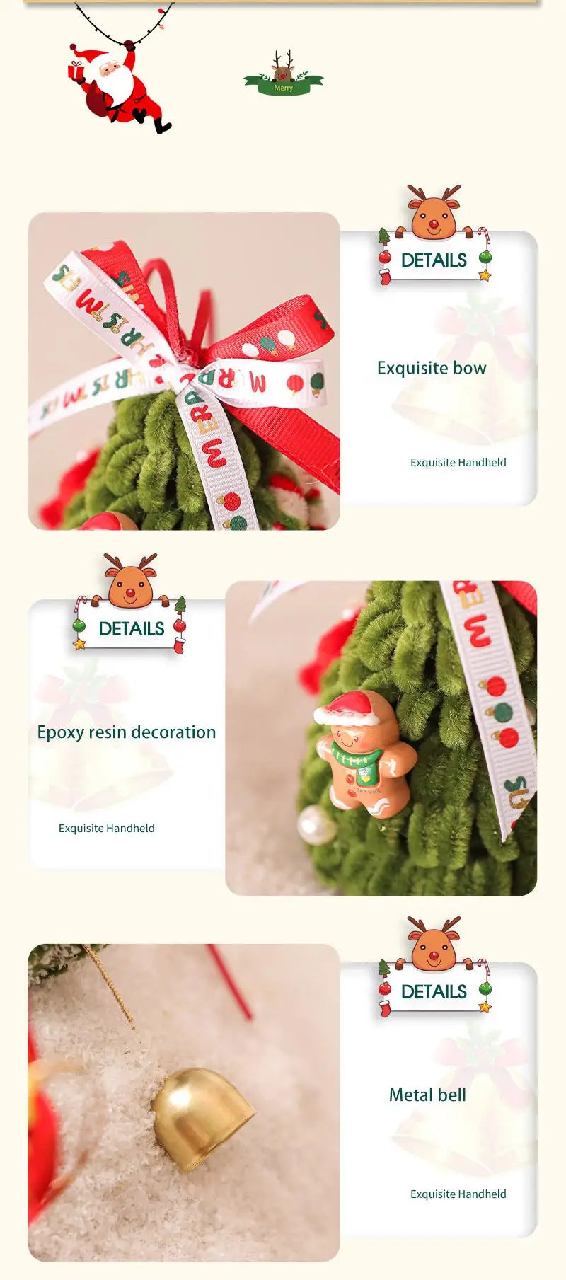 Christmas Bell Wreath Door Hanger - Festive Tree Ornament Decoration