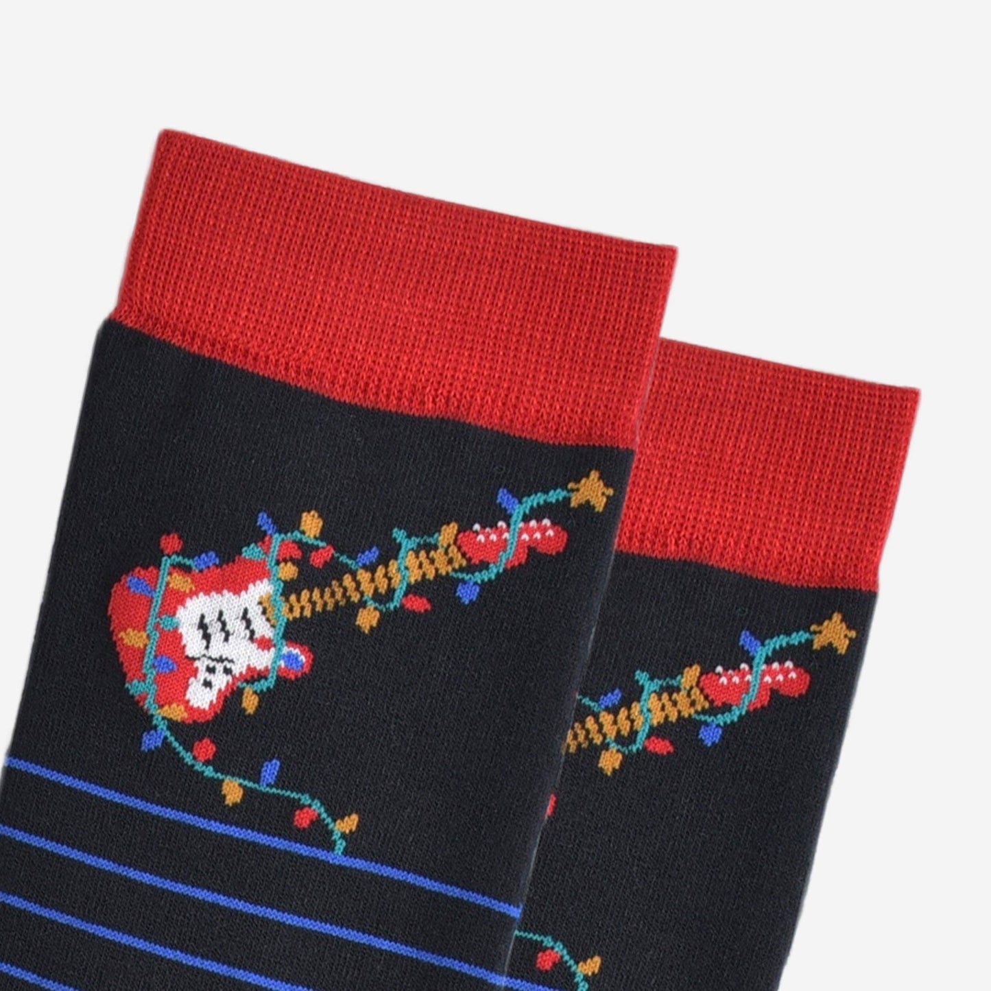 Men's Bamboo Socks - Black/Blue, Guitar Party Lights