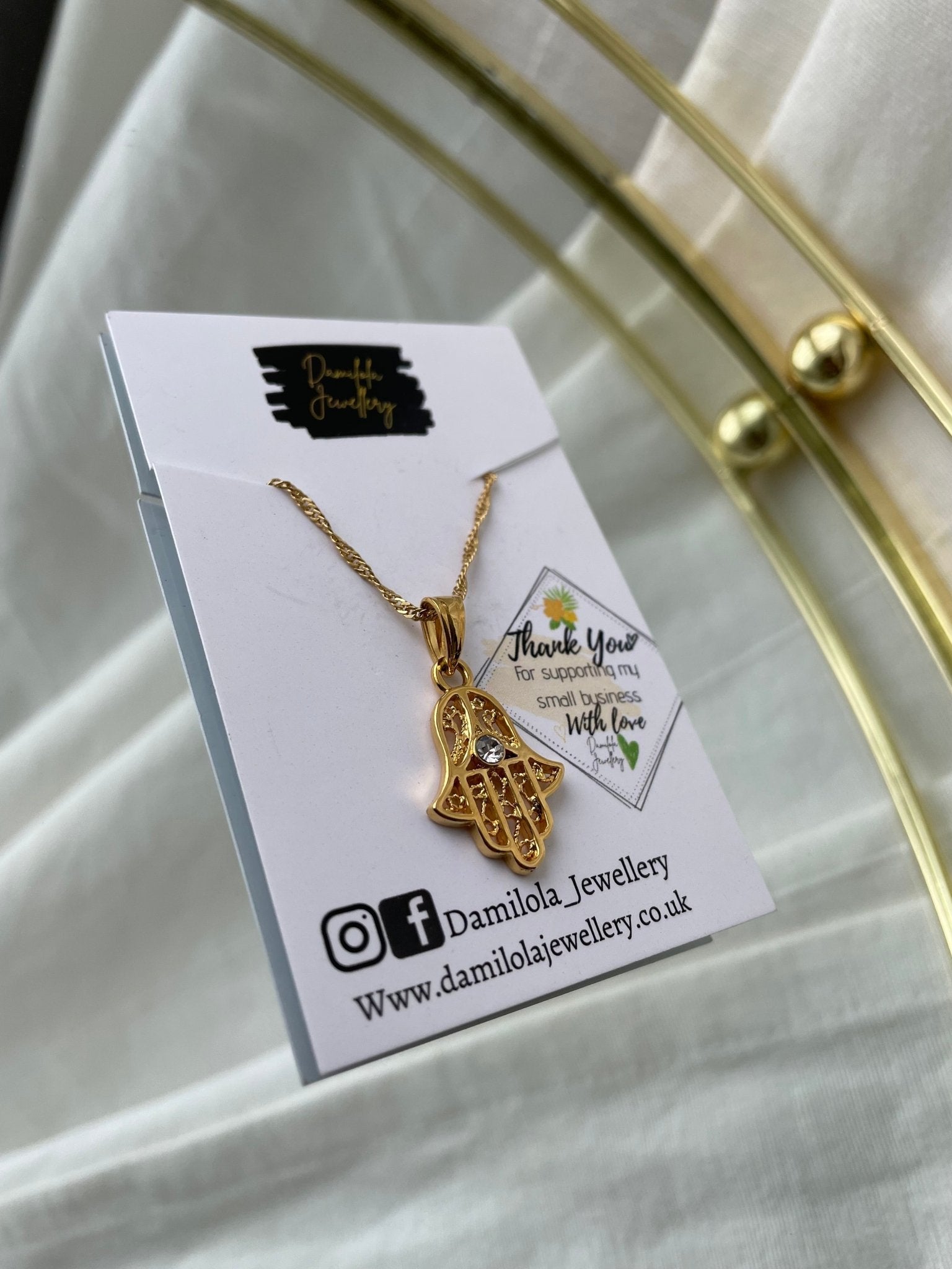 'Bad Energy Stay Far Away' - Hamsa Hand Necklace - Popular trends empire