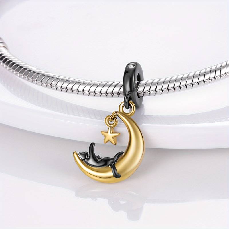 Black Stargazing Cat Dangle Charm - Popular trends empire