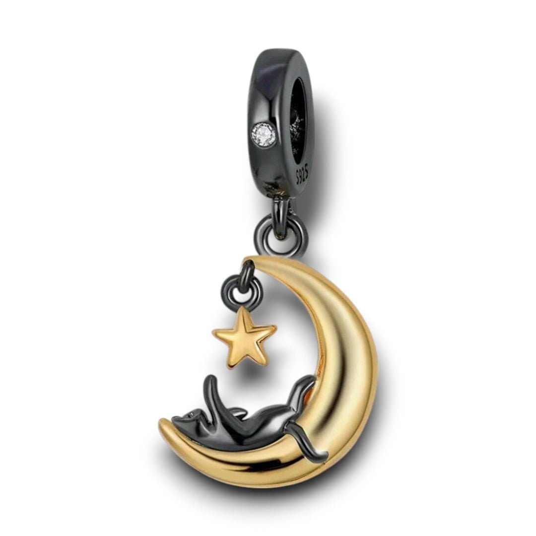 Black Stargazing Cat Dangle Charm - Popular trends empire