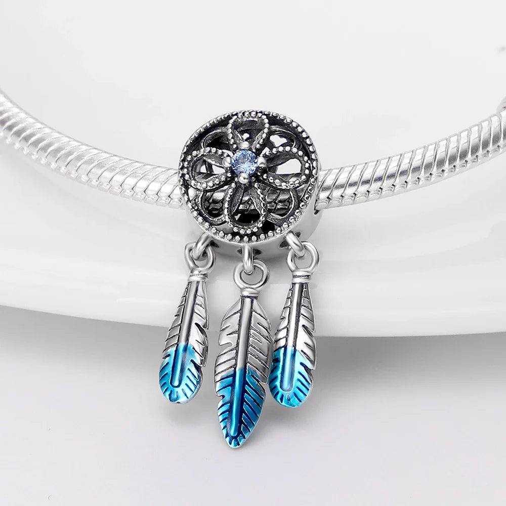 Blue Feather Dream Catcher Charm - Popular trends empire
