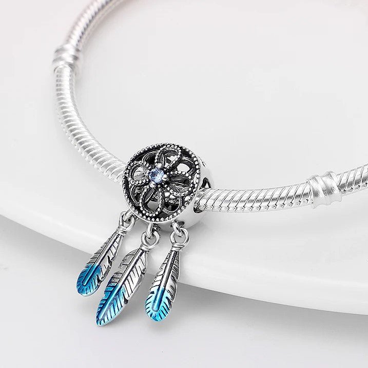 Blue Feather Dream Catcher Charm - Popular trends empire