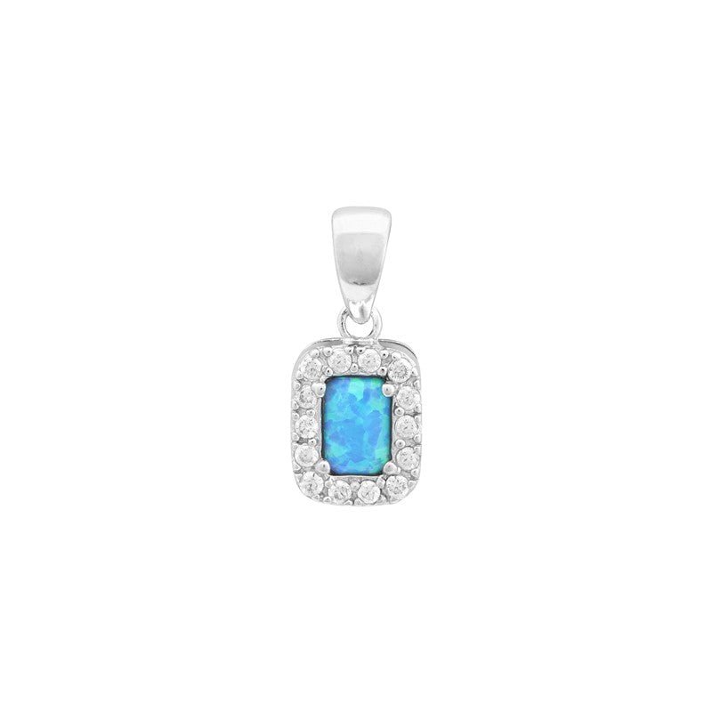 Blue Opal Halo Pendant Necklace - Popular trends empire