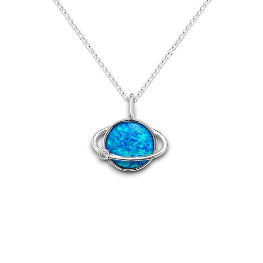 Blue Opal Saturn Pendant Necklace - Popular trends empire