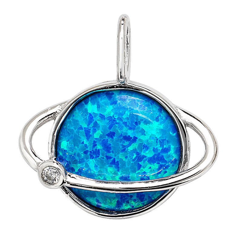 Blue Opal Saturn Pendant Necklace - Popular trends empire