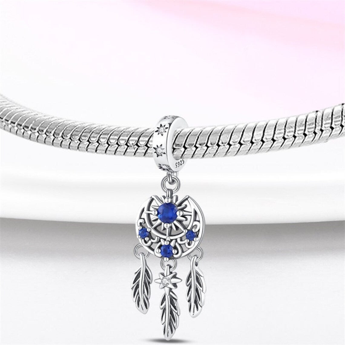 Blue Sun and Moon Dream Catcher Charm - Popular trends empire