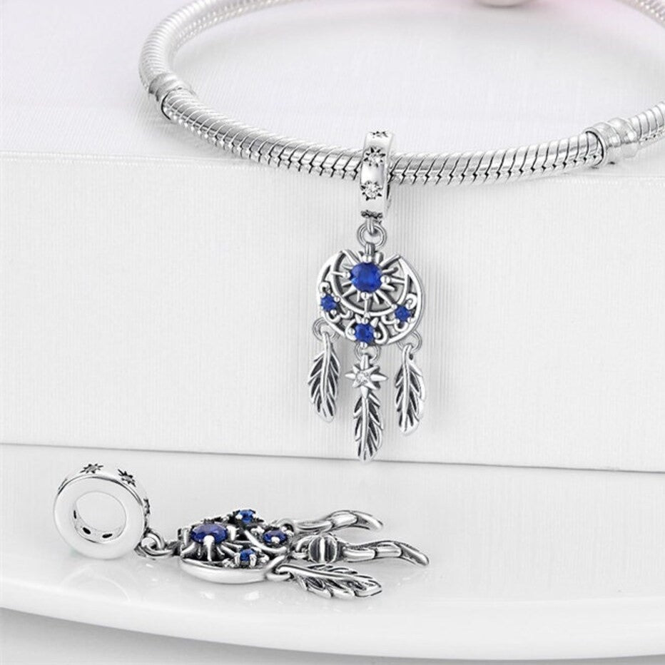 Blue Sun and Moon Dream Catcher Charm - Popular trends empire