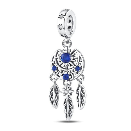 Blue Sun and Moon Dream Catcher Charm - Popular trends empire