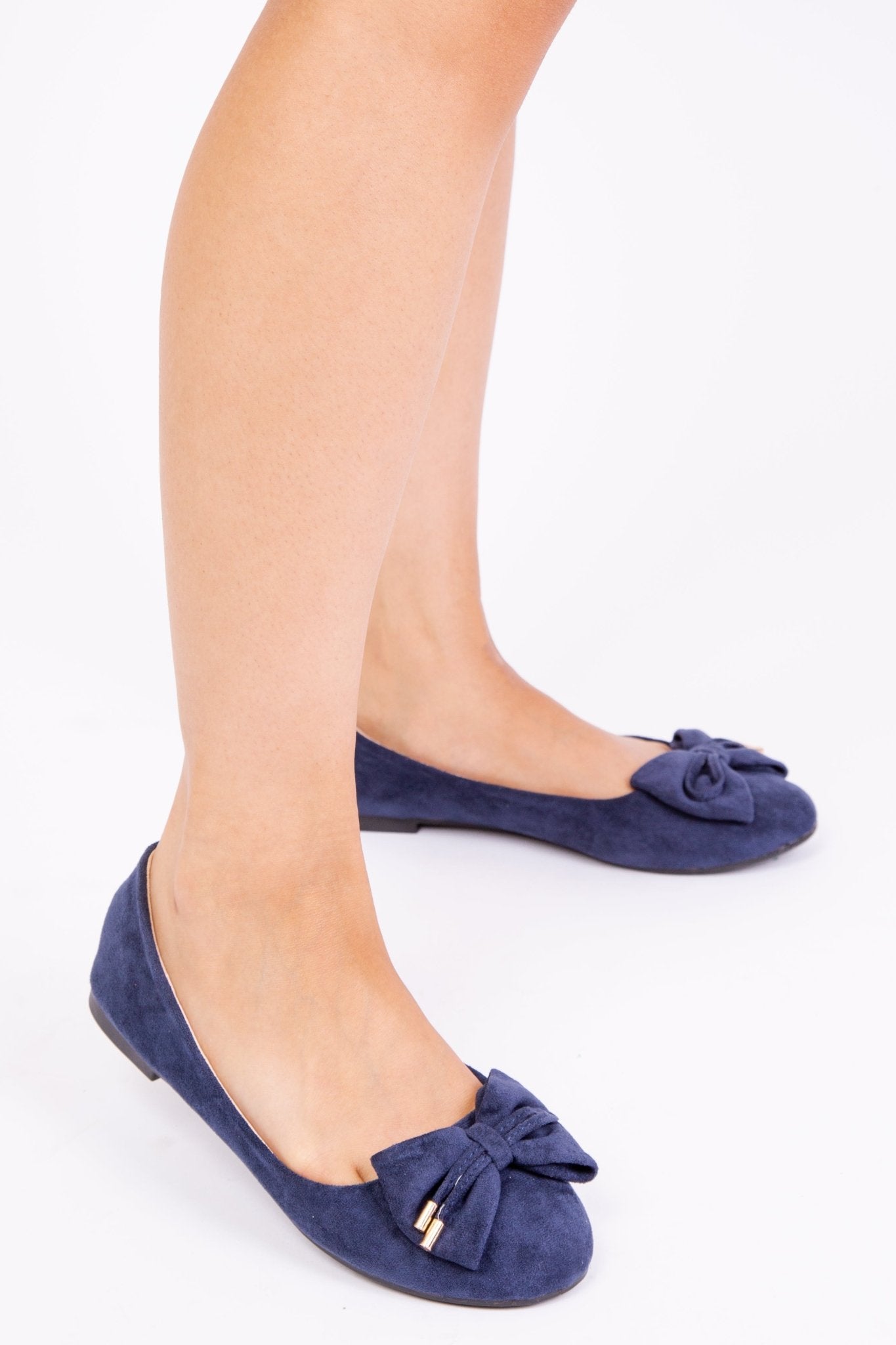 BRAE FORMAL FLAT SLIP ON PUMPS IN NAVY SUEDE - Popular trends empire