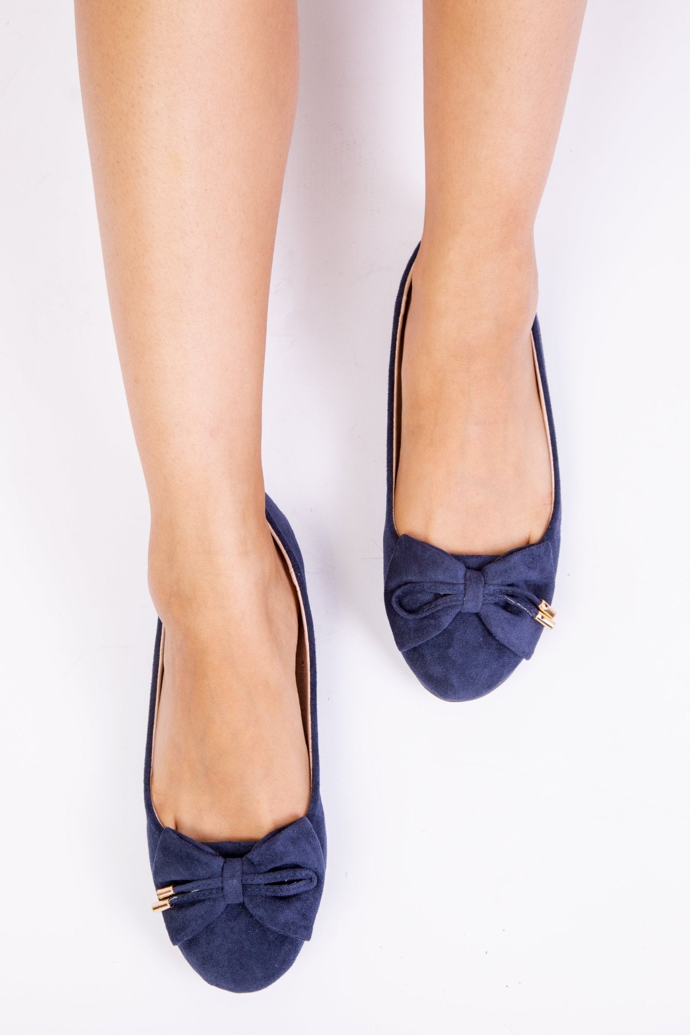 BRAE FORMAL FLAT SLIP ON PUMPS IN NAVY SUEDE - Popular trends empire