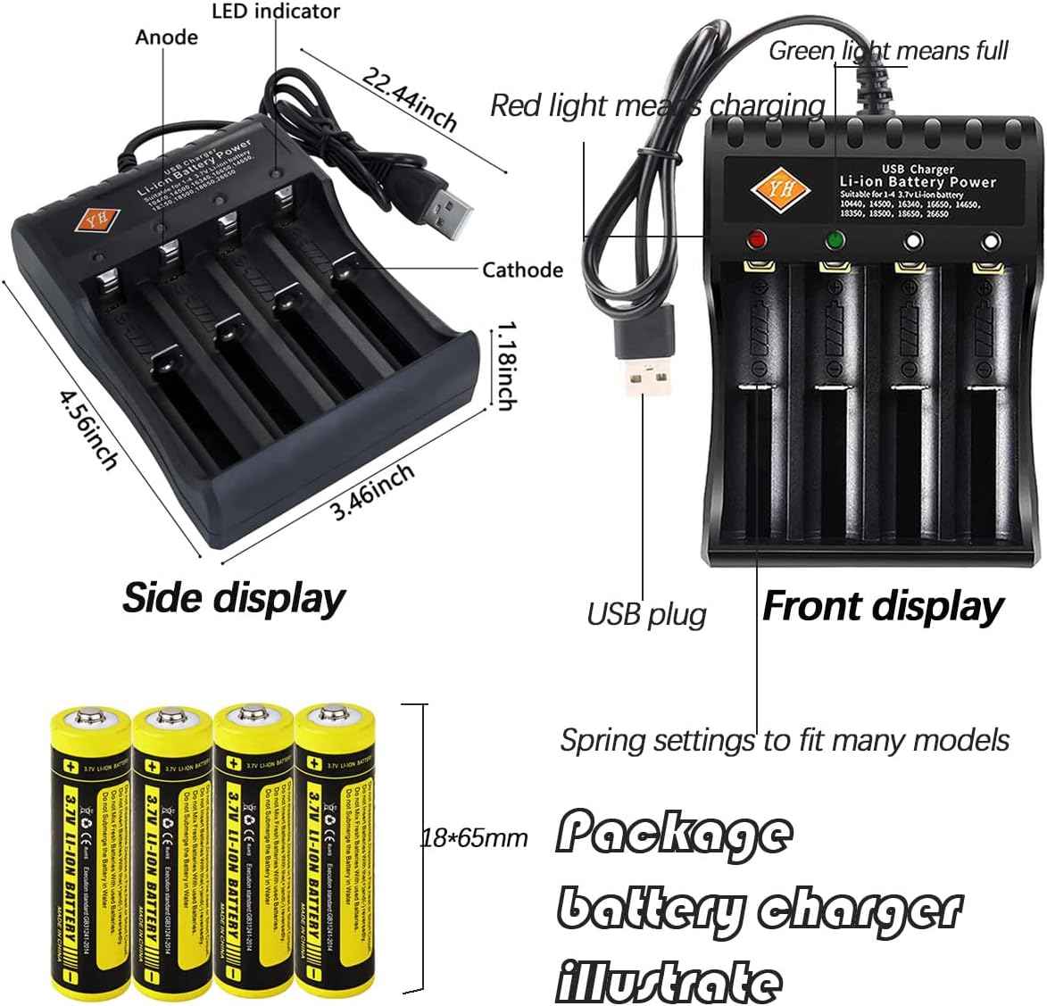 Bright Flashlight Torches with 4 - Slot Charger and 4 Rechargeable Batteries - Popular trends empire
