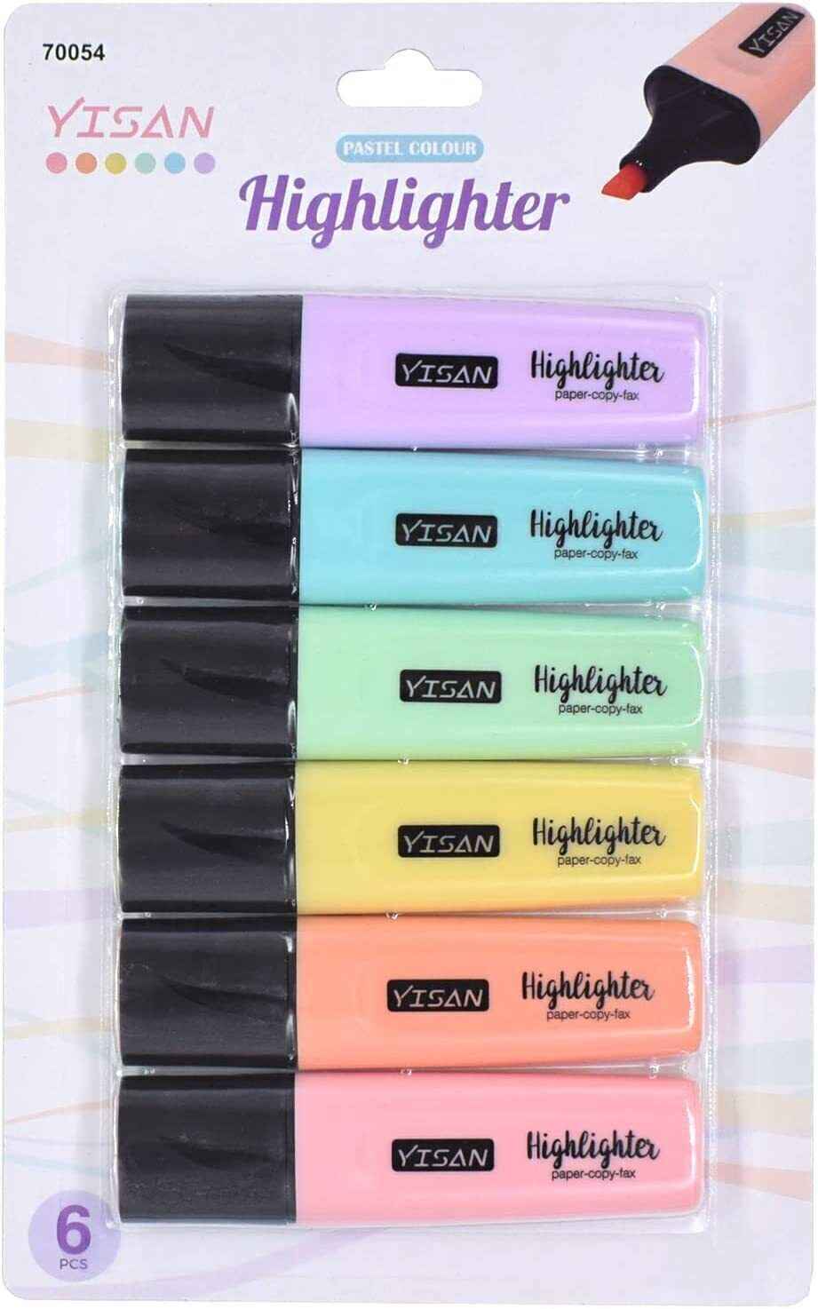 Pastel Highlighters Chisel Tip Markers Quick Drying 6 Colour Set for Creativity