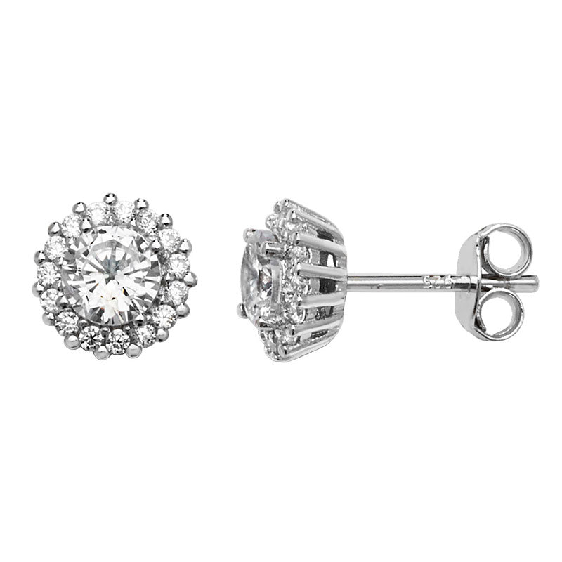 Classic Cubic Zirconia Halo Stud Earrings - Popular trends empire