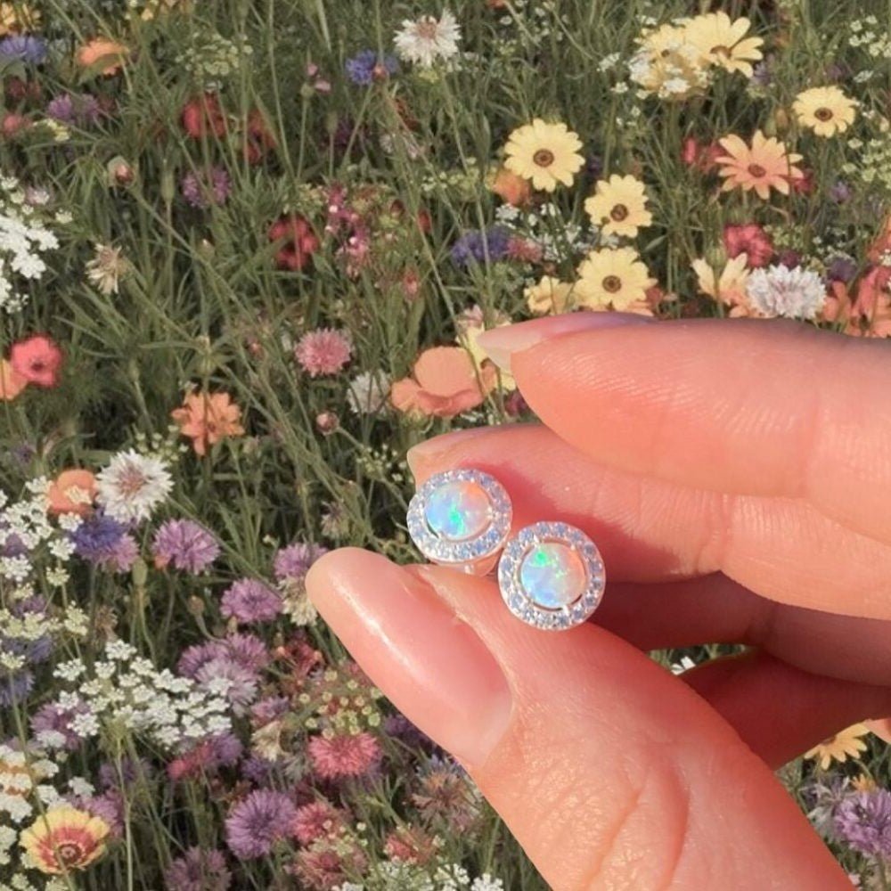 Classic Opal Halo Earrings - Popular trends empire
