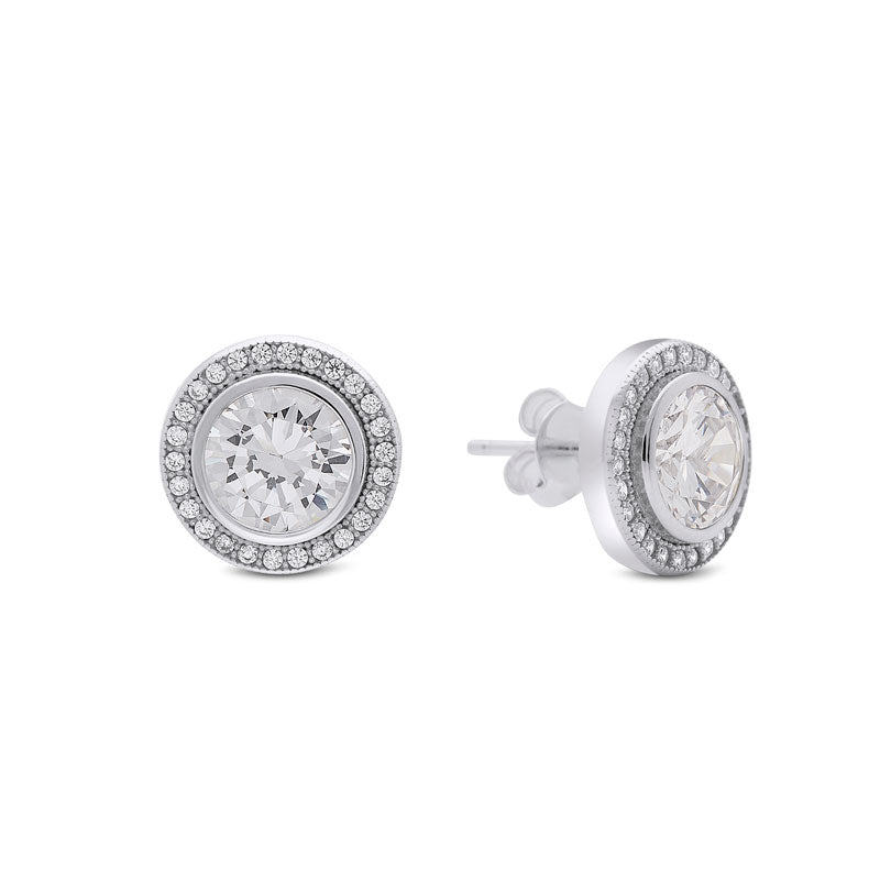Classic Round Halo Stud Earrings - Popular trends empire