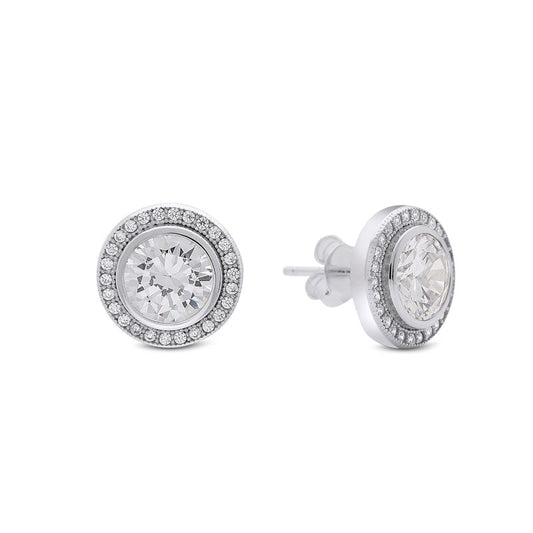 Classic Round Halo Stud Earrings - Popular trends empire