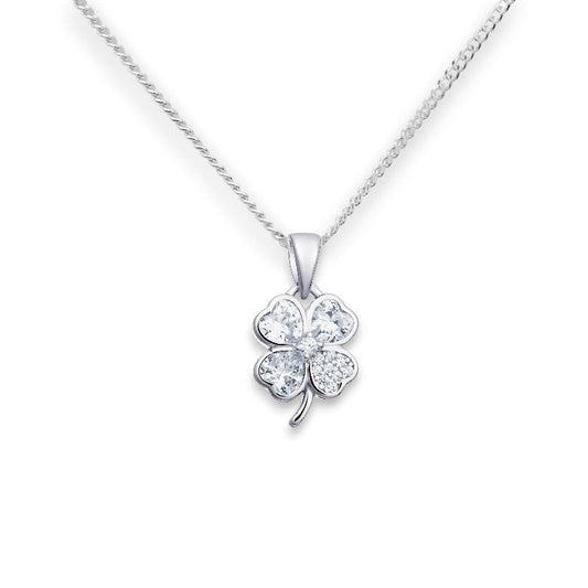 Clover Cubic Zirconia Pendant Necklace - Popular trends empire