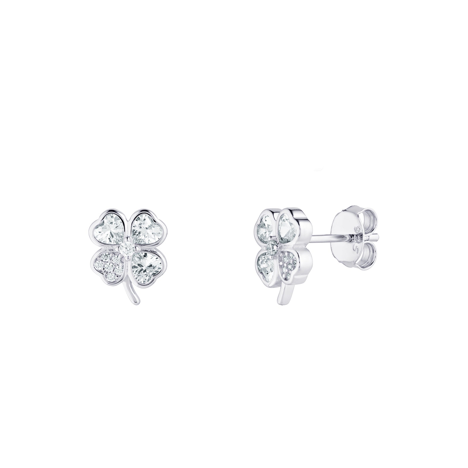 Clover Cubic Zirconia Stud Earrings - Popular trends empire