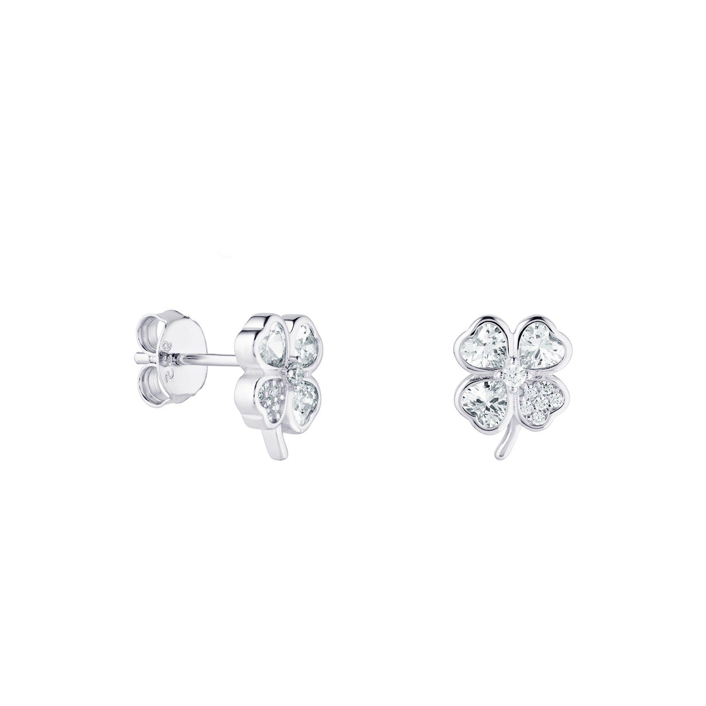 Clover Cubic Zirconia Stud Earrings - Popular trends empire