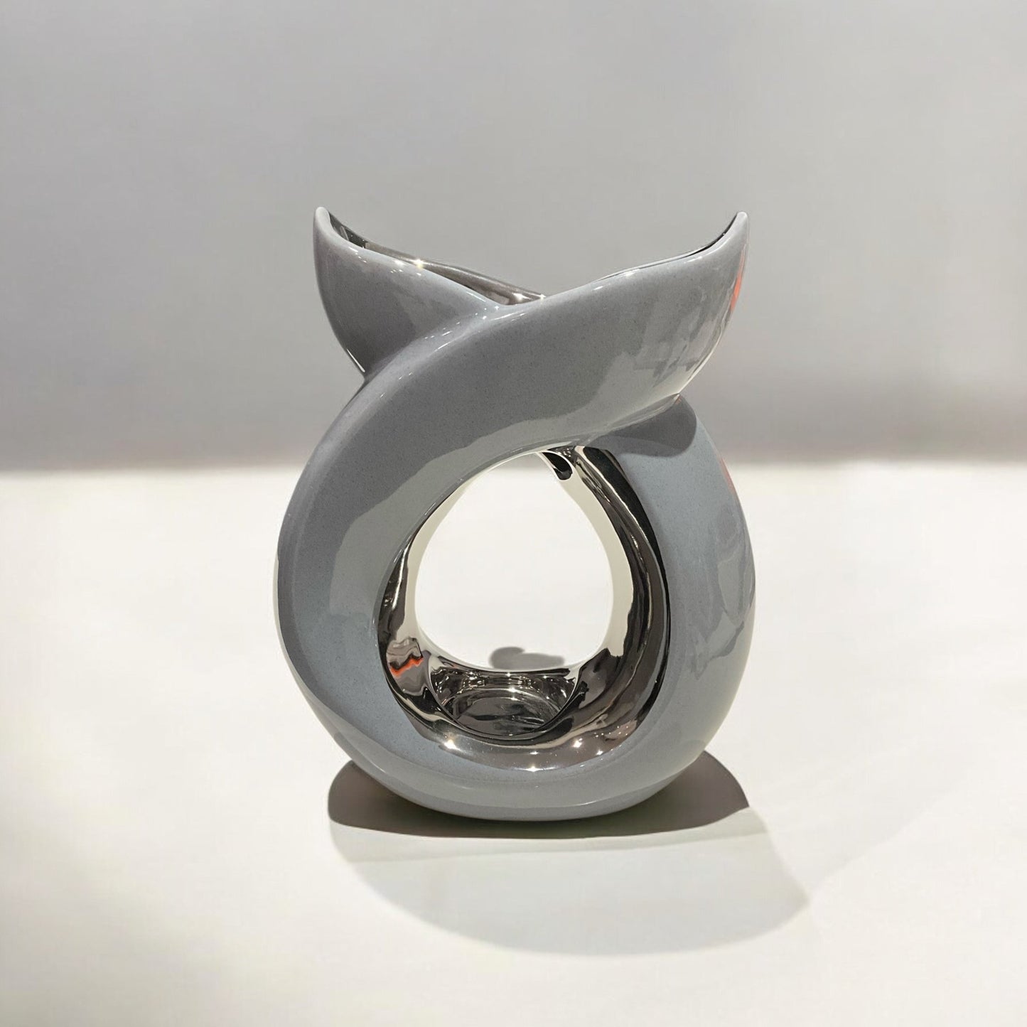 Crossover Ceramic Tea Light Wax Burner/Melter - Grey - Popular trends empire