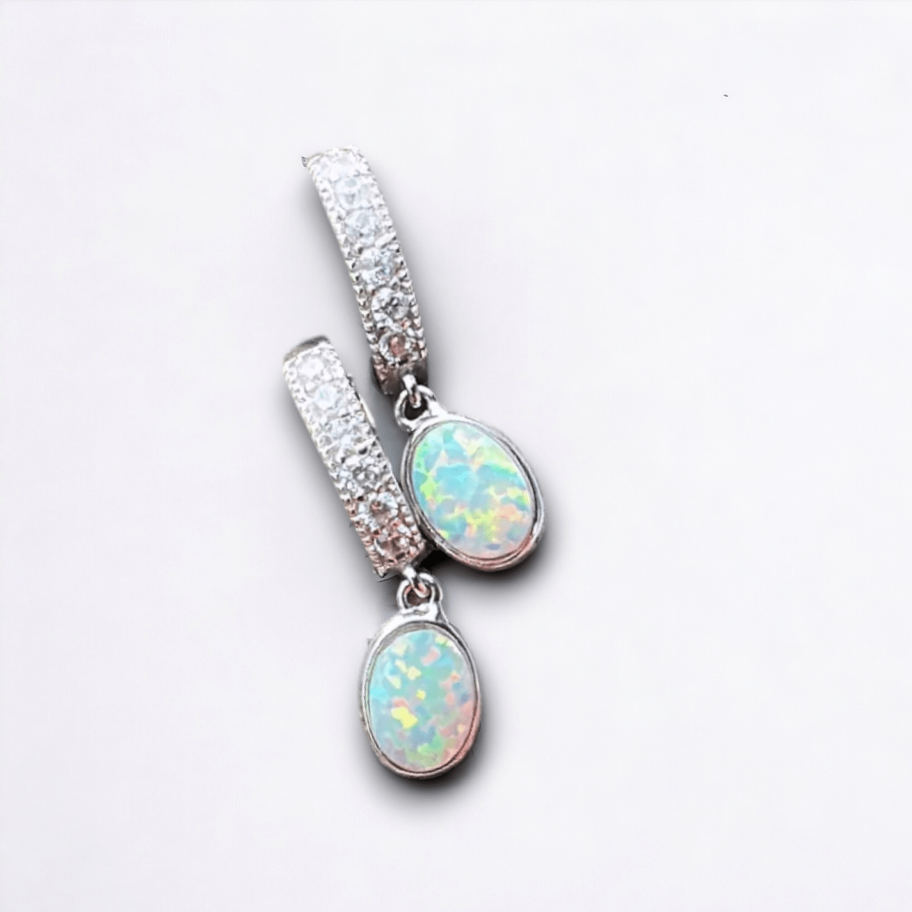 Cubic Zirconia and Opal Hinge Hoops - Popular trends empire