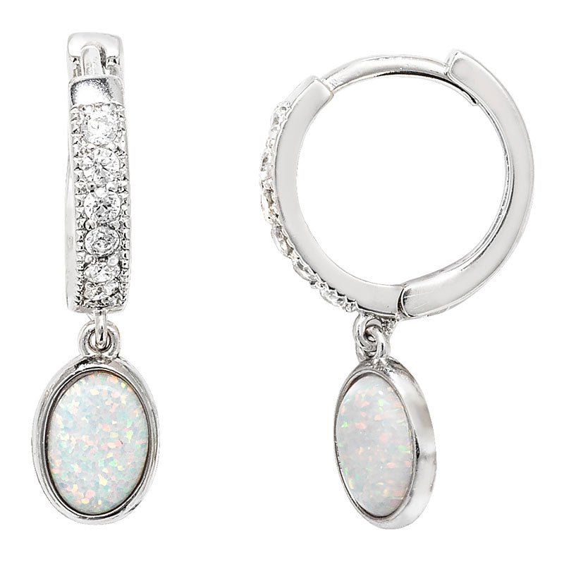 Cubic Zirconia and Opal Hinge Hoops - Popular trends empire